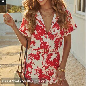 Zaydie Printed Button Up Top & Belted Shorts Set | Vici